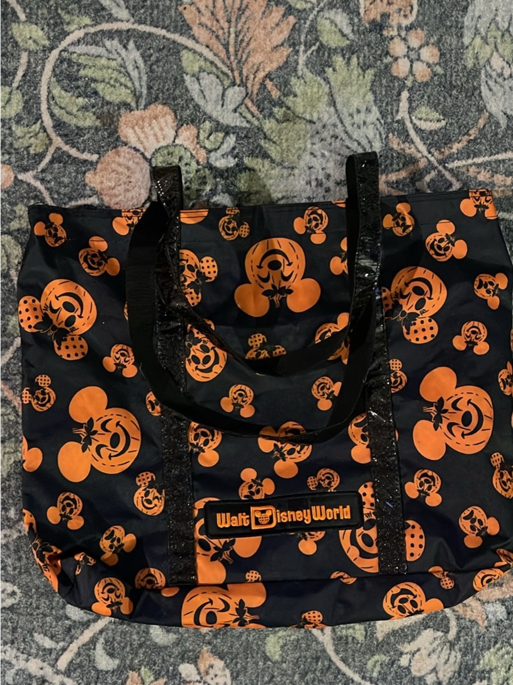 Disney Orange & Black Halloween Mickey Pumpkin Tote